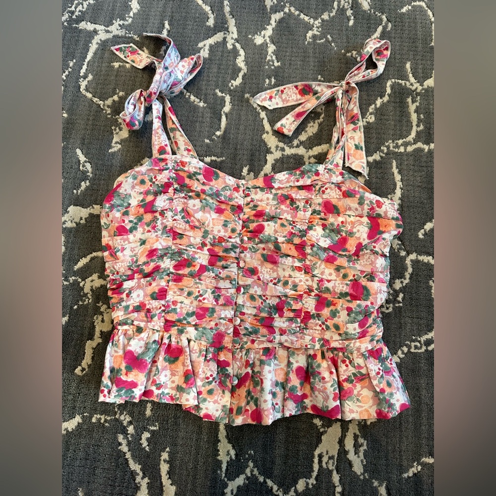 ASTR The Label Smocked Tank Top With Ties